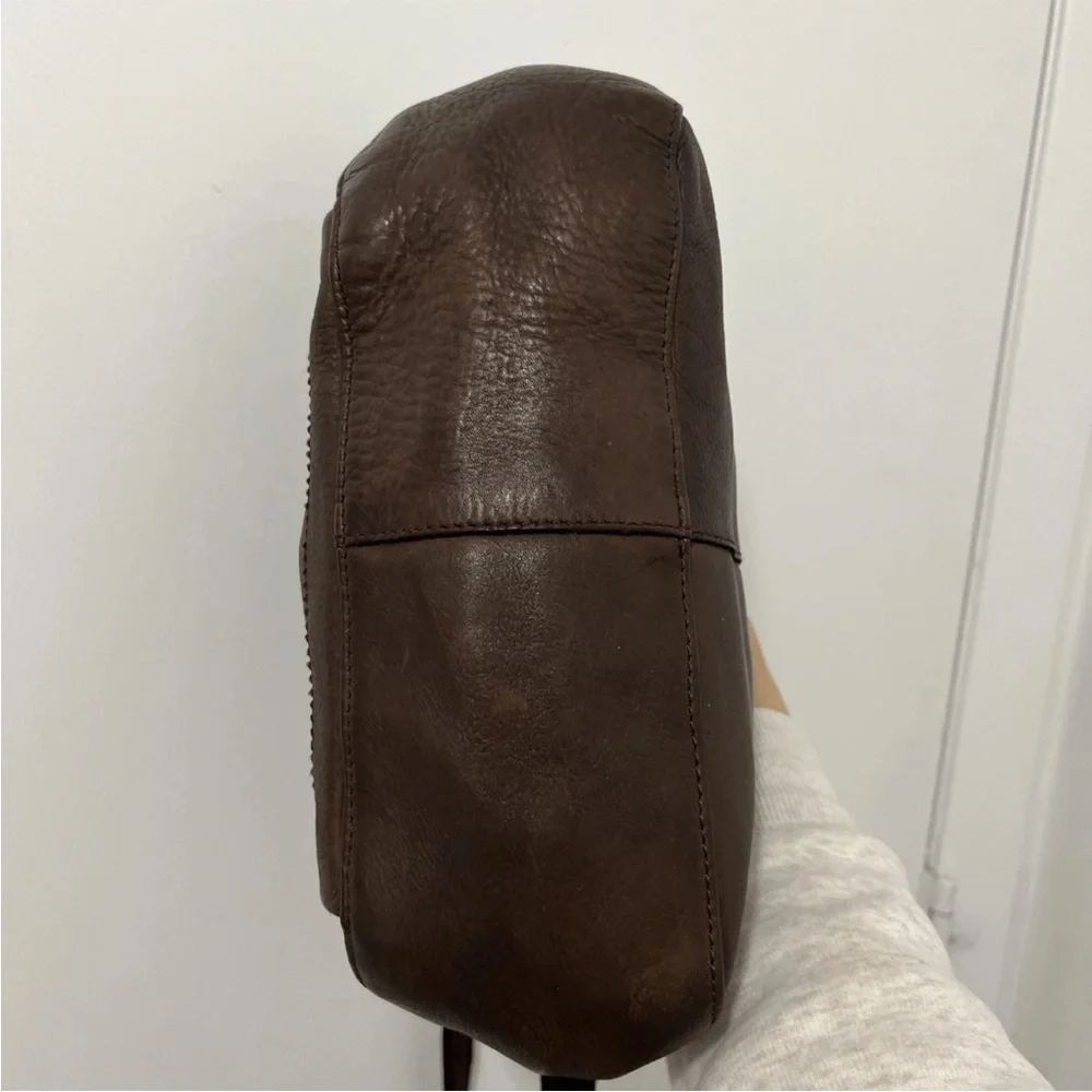 MARTA PONTI Vintage Cognac Brown Genuine Leather Crossbody Bag Purse - Picture 5 of 16